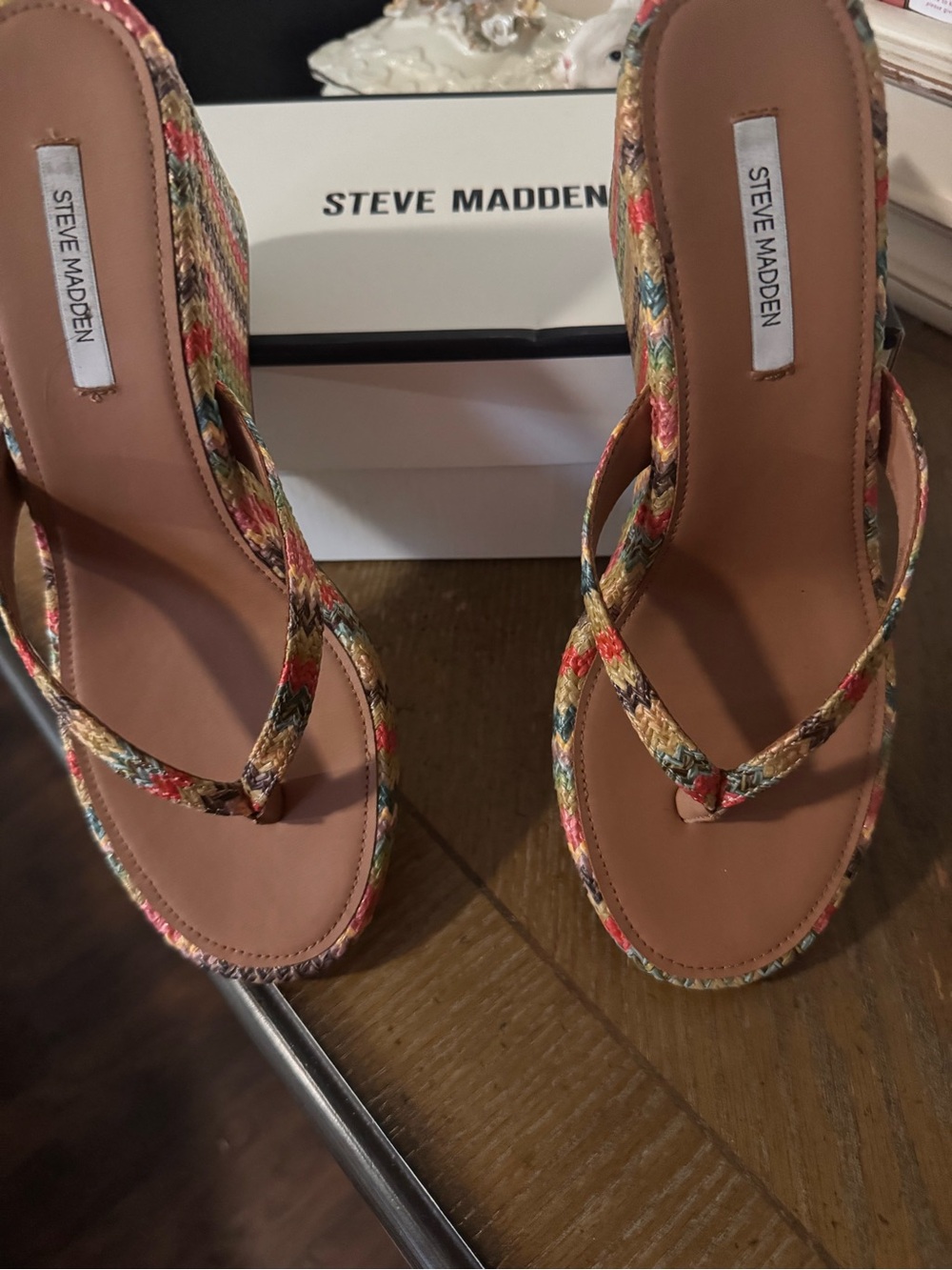 Steve Madden Braided Multicolor Strappy Thong Sandals
